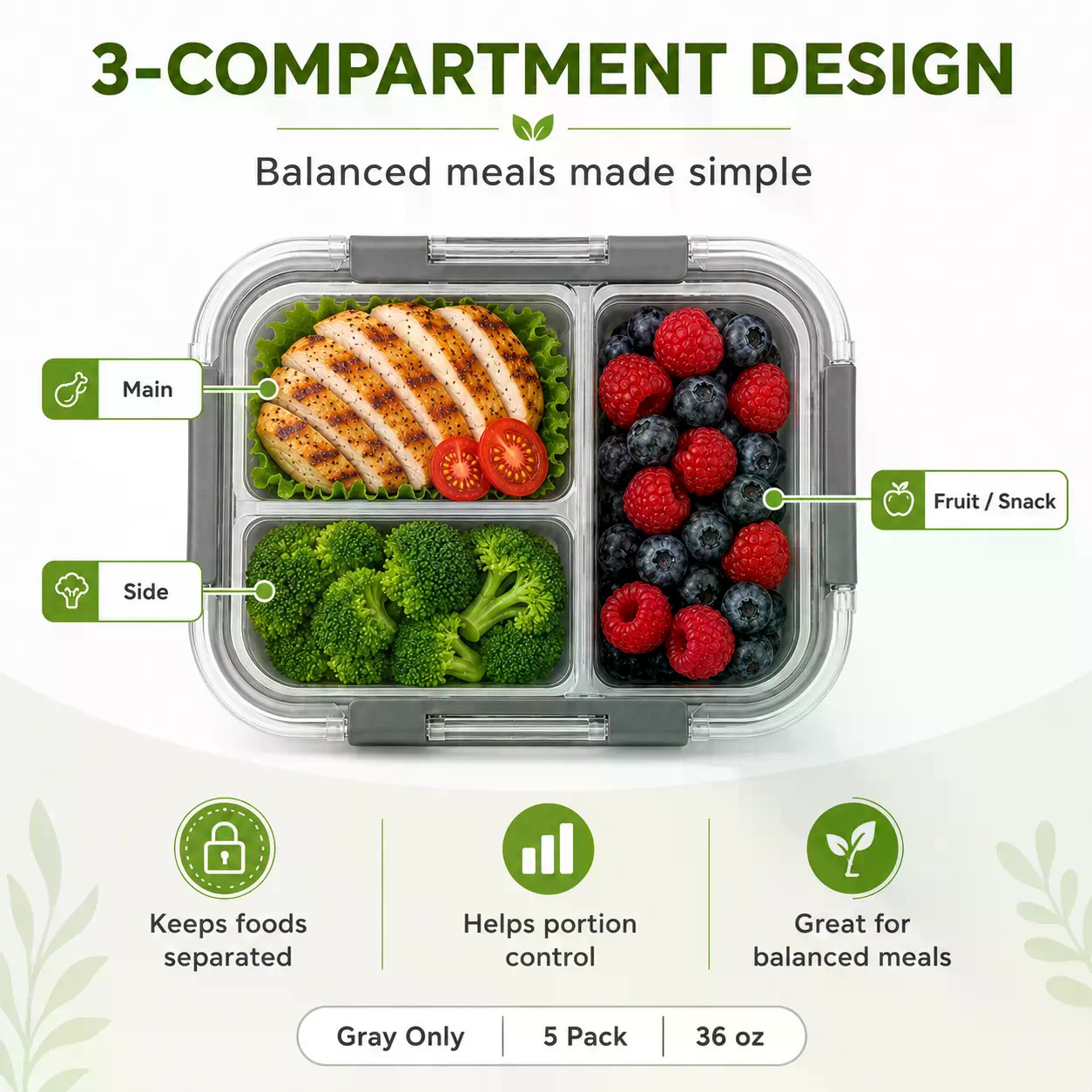 Lot de 5 récipients rectangula - Meal Prep Healthy avis et prix