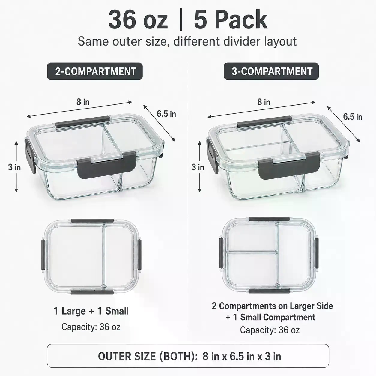 Lot de 5 récipients rectangula - Meal Prep Healthy avis et prix